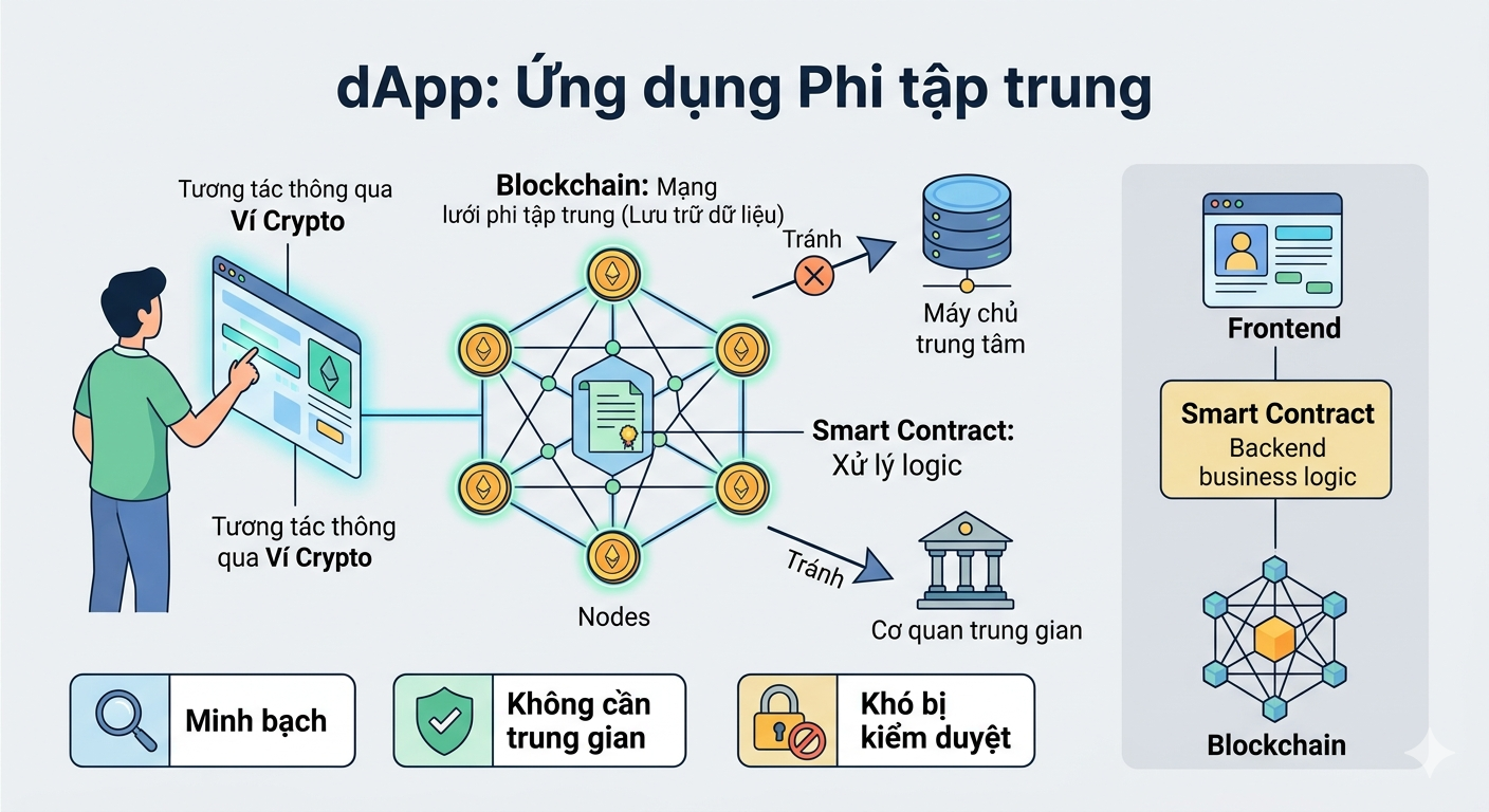 dApp (Decentralized Application) hoạt động thế nào trong Web3